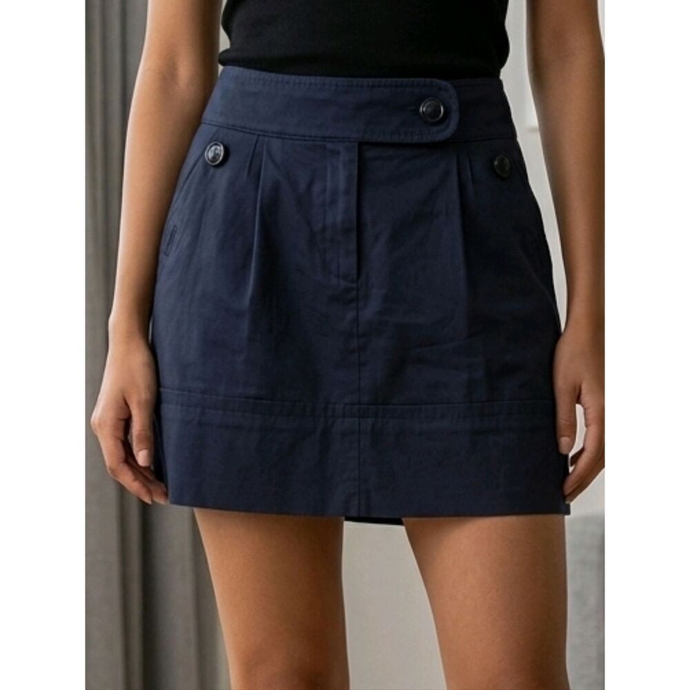 Leifsdottir Anthropologie Navy Sailor Skirt Size 6 A-Line Button Front Mini Chic